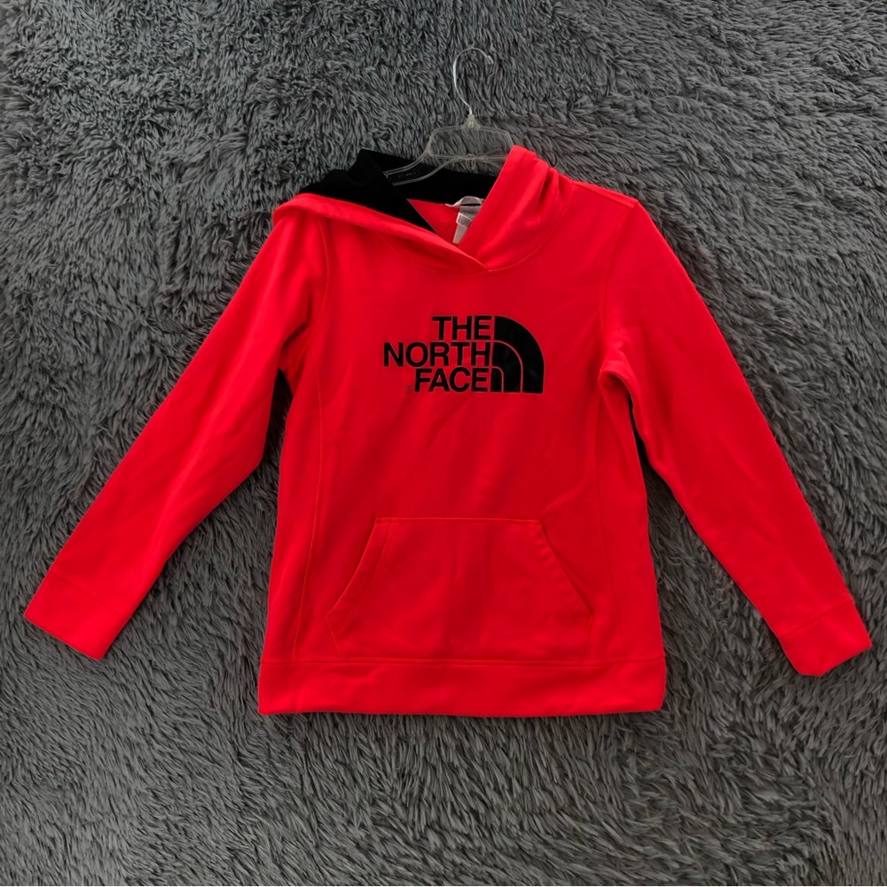 North Face Hoodie Womens Medium Spellout Logo Kangaroo Pocket - Picture 1 of 12
